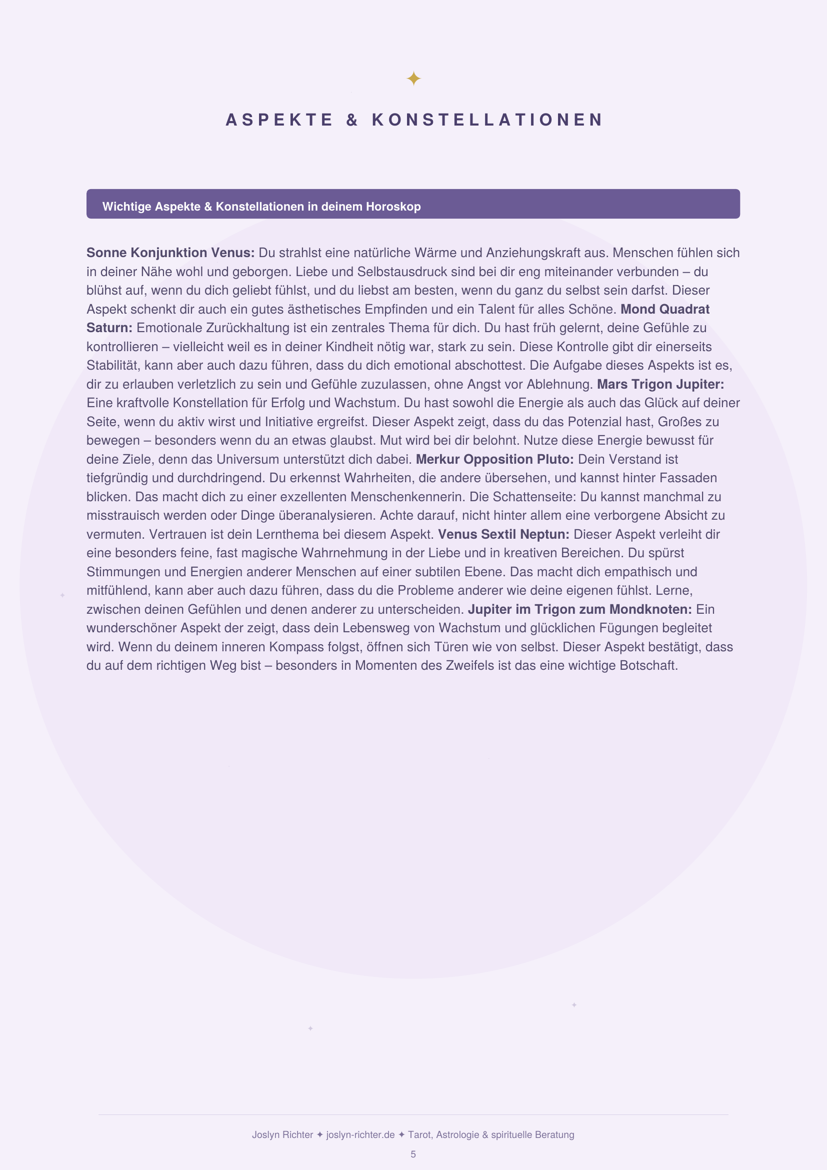 Geburtshoroskop – Aspekte & Konstellationen